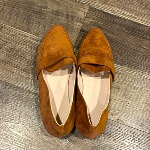 Faux Suede Pointed Toe Flats, Camel